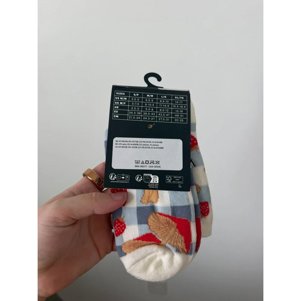 Vans Unisex Half Crew‎ Socks – Checkered Blue with Mushrooms – Medium – NWT